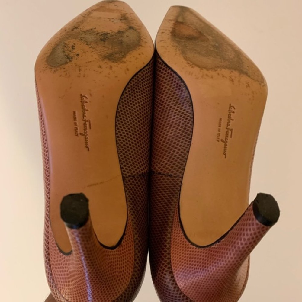 Salvatore Ferragamo Two Toned Snakeskin Pumps - Picture 7 of 15